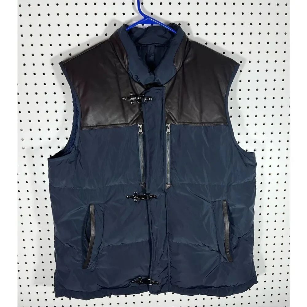 Orvis puffer leather top vest size L